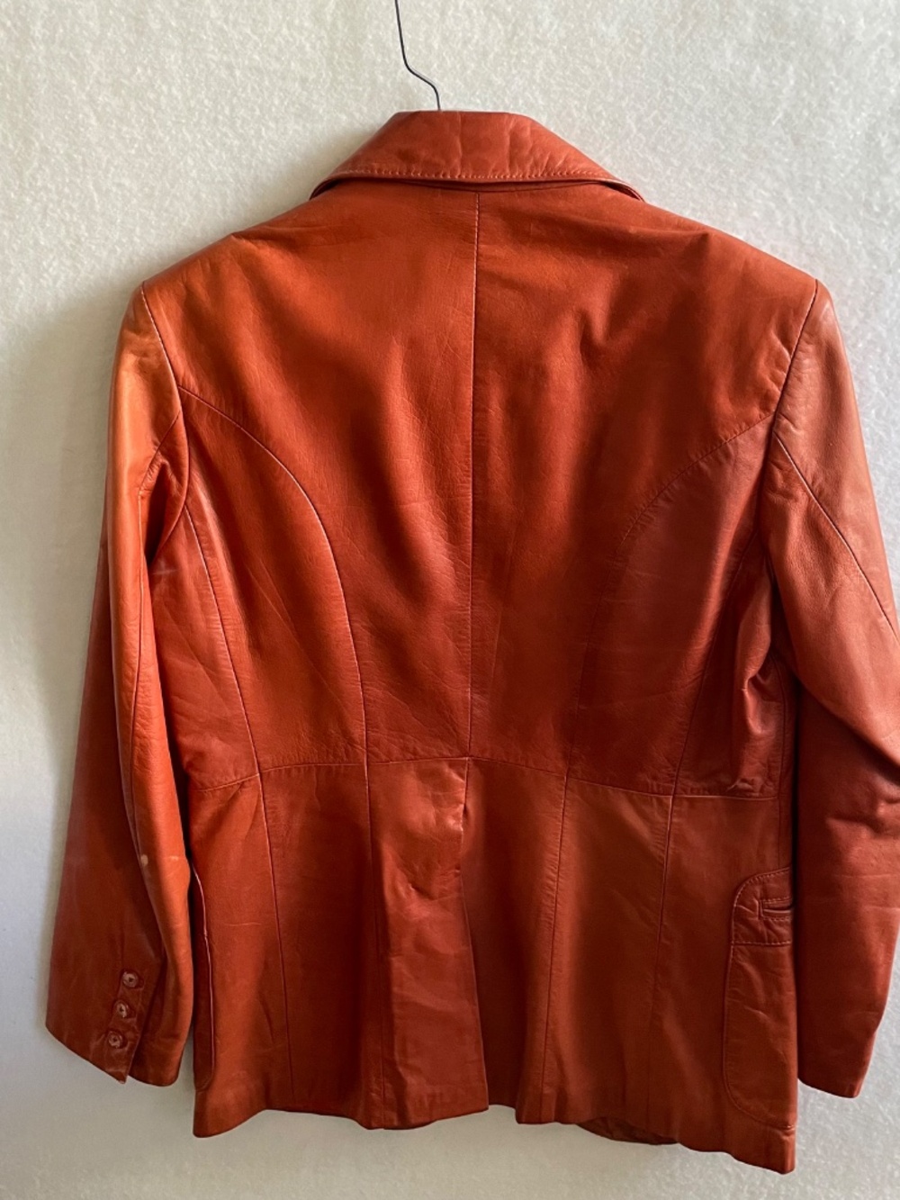 Vintage Saxony Burnt Orange Leather Blazer with Patch Pockets, Men's 36 - Picture 2 of 12